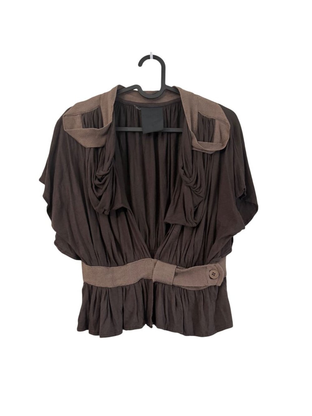 Trosman Brown Draped One Button Cardigan Sweater Womens Small